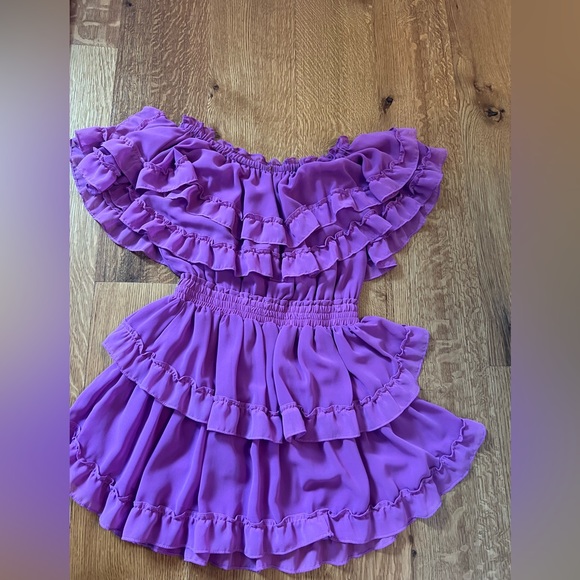 MISA Los Angeles Isella Off The Shoulder Tiered Ruffle Mini Dress - Picture 4 of 5